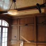 antique glazed oak paneling, venetian plaster ceiling