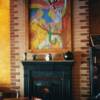 coffeehouse antique look mantle and plaster brick